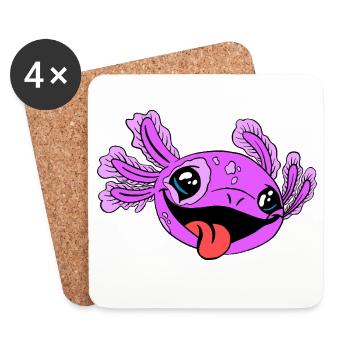 Naughty Axolotl with Tongue - Coasters (set of 4) - white - Front