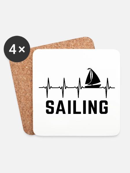 Segelherzschlag-Segelboot Segelboot Segelboot Segelboot - Untersetzer (4er-Set) - Weiß