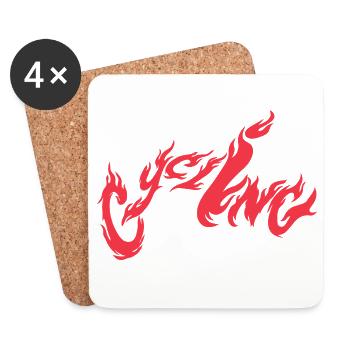 Lettrage des flammes cyclantes - Dessous de verre (lot de 4) - blanc - Devant