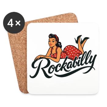 Rockabilly Pinup Woman in Petticoat Rock'n'Roll - Coasters (set of 4) - white - Front