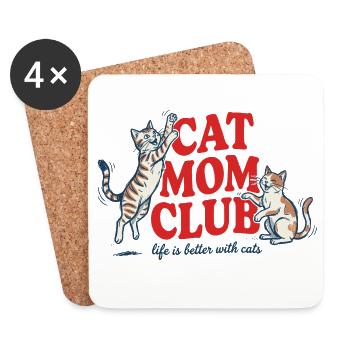 Club des mamans de chats - Maman de chats rétro mignonnes - Dessous de verre (lot de 4) - blanc - Devant