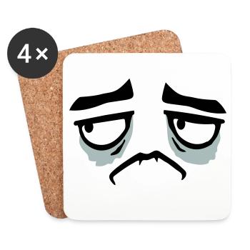 Grumpy sad disappointed face funny - Coasters (set of 4) - white - Front