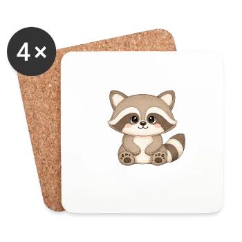 Cuddly raccoon illustration - Coasters (set of 4) - white - Front