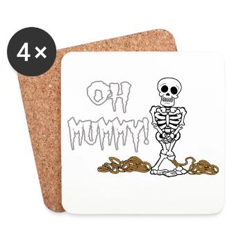 Oh Mummy! Witziges Halloween Skeleton - Untersetzer (4er-Set) - Weiß - Vorne