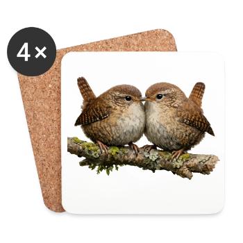 Troglodytes sur tige - Dessous de verre (lot de 4) - blanc - Devant