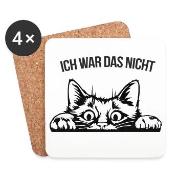 Ich war das nicht – schelmische Katze - Untersetzer (4er-Set) - Weiß - Vorne