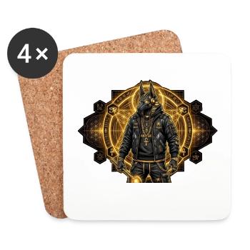 Anubis Urban Black and Gold Egyptian God - Coasters (set of 4) - white - Front