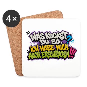 Was kickst du so? Ich hab mich erschrocken - Untersetzer (4er-Set) - Weiß - Vorne