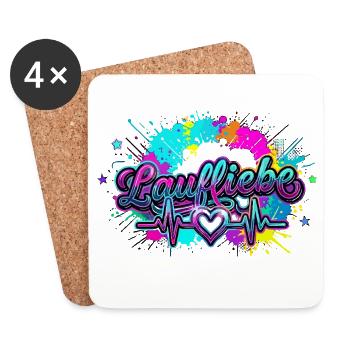 Lauf Liebe Herzschlag Farbexplosion - Untersetzer (4er-Set) - Weiß - Vorne