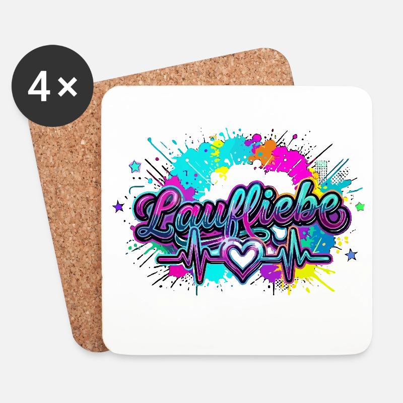 Lauf Liebe Herzschlag Farbexplosion - Untersetzer (4er-Set) - Weiß