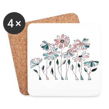 Fleur - Dessous de verre (lot de 4) - blanc - Devant