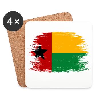 Guinea_Bissau_Flagge_used - Dessous de verre (lot de 4) - blanc - Devant