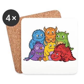 Monstres mignons - Dessous de verre (lot de 4) - blanc - Devant
