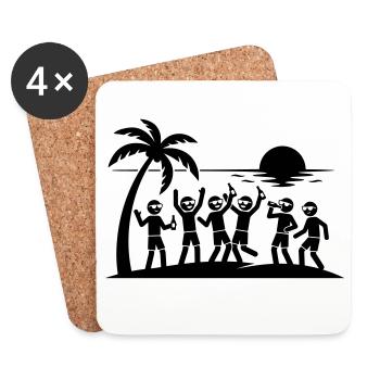 Équipe de plage pour fête de fin d’année - Dessous de verre (lot de 4) - blanc - Devant