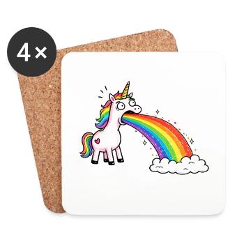 La licorne crache de l’arc-en-ciel dans les nuages - Dessous de verre (lot de 4) - blanc - Devant