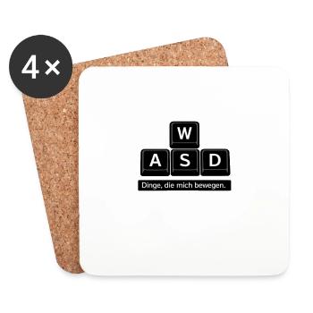 PC Keyboard Dinge die mich bewegen W A S D - Untersetzer (4er-Set) - Weiß - Vorne