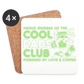 Club des papas cool - Cadeau de fête des pères papa papa - Dessous de verre (lot de 4) - blanc - Devant