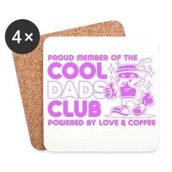 Club des papas cool - Cadeau de fête des pères papa papa - Dessous de verre (lot de 4) - blanc - Devant