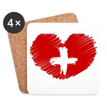SCHWEIZ SWISS SWITZERLAND EUROPA SPORT FAN - Untersetzer (4er-Set) - Weiß - Vorne