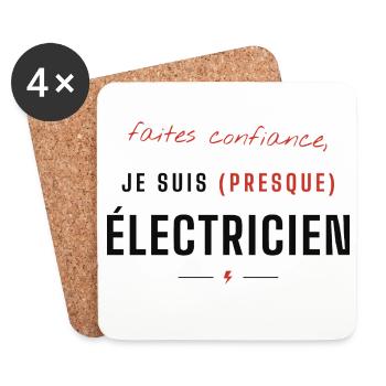 Je suis (presque) Électricien - Dessous de verre (lot de 4) - blanc - Devant
