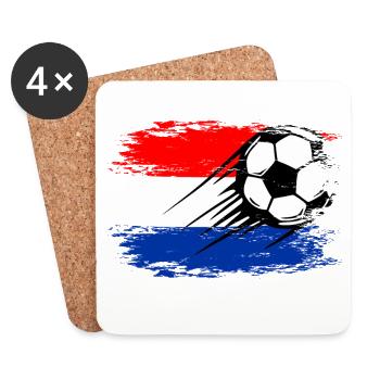 Football de drapeau des Hollandes utilisé - Dessous de verre (lot de 4) - blanc - Devant