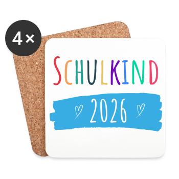 Schulkind 2026 - Untersetzer (4er-Set) - Weiß - Vorne