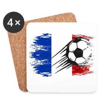 Football drapeau français utilisé - Dessous de verre (lot de 4) - blanc - Devant