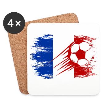 Football drapeau français utilisé - Dessous de verre (lot de 4) - blanc - Devant