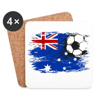 Australien Flagge Fußball used - Untersetzer (4er-Set) - Weiß - Vorne