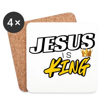 Jésus est roi Crown Graphic Streetwear - Dessous de verre (lot de 4) - blanc - Devant
