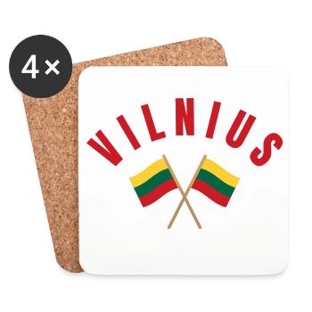 Vilnius Crossed Lithuanian Flags Emblem - Coasters (set of 4) - white - Front
