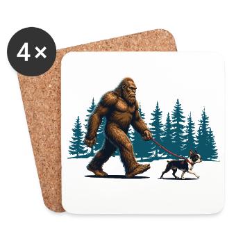 Boston Terrier Bigfoot lustiger Kryptid-Liebhaber - Untersetzer (4er-Set) - Weiß - Vorne
