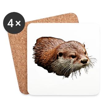 Loutre poisson en aspect aquarelle - Dessous de verre (lot de 4) - blanc - Devant