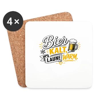Beer cold, mood warm - Coasters (set of 4) - white - Front