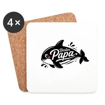 Bester Papa Logo mit Herzchen - Untersetzer (4er-Set) - Weiß - Vorne