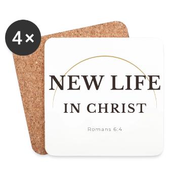 Nouvelle vie dans Christ Christian Design – Romains 6:4 - Dessous de verre (lot de 4) - blanc - Devant