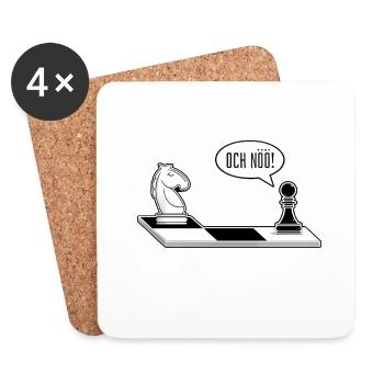 Och Nö Schach Schachbrett lustige Schachfiguren - Untersetzer (4er-Set) - Weiß - Vorne