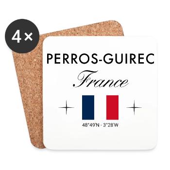 Perros Guirec Frankreich Koordinate Reise Souvenir - Untersetzer (4er-Set) - Weiß - Vorne