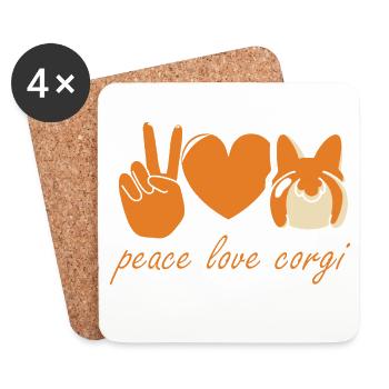 Cœur de paix et d'amour Corgi - Dessous de verre (lot de 4) - blanc - Devant