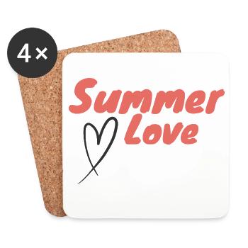 Summer Love Script Heart Positive Summer Energy - Coasters (set of 4) - white - Front