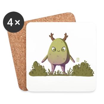 Mossy Forest Creature/Nature Creature - Coasters (set of 4) - white - Front