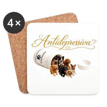 Antidepressive Hundeherzen Design - Untersetzer (4er-Set) - Weiß - Vorne