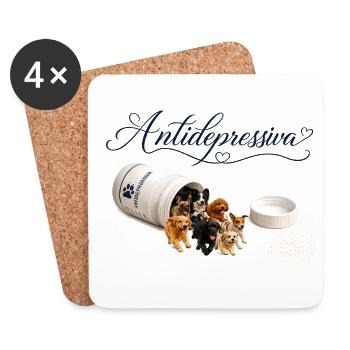 Antidepressive Hundeliebe - Untersetzer (4er-Set) - Weiß - Vorne