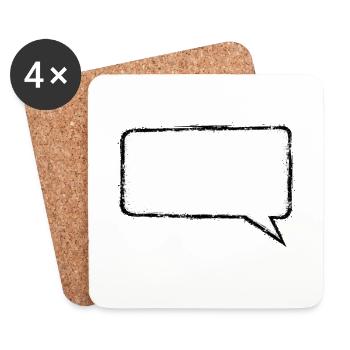Sprechblase_Grunge_Eckig - Dessous de verre (lot de 4) - blanc - Devant