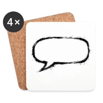 Sprechblase_Grunge_Pinsel - Dessous de verre (lot de 4) - blanc - Devant