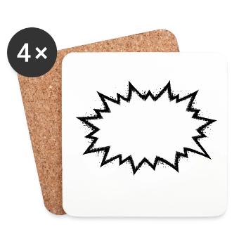 Sprechblase_Grunge_Explosion - Dessous de verre (lot de 4) - blanc - Devant