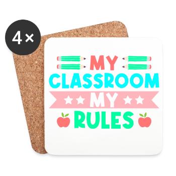 Pre K Teacher Classroom My Rules Kindergarten - Coasters (set of 4) - white - Front