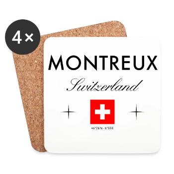 Montreux, Suisse, coordonnées Souvenir de voyage - Dessous de verre (lot de 4) - blanc - Devant