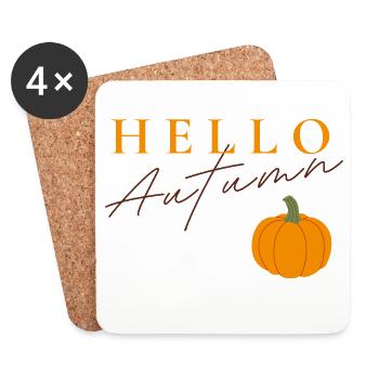Bonjour Autumn | Motif de citrouille d’automne - Dessous de verre (lot de 4) - blanc - Devant