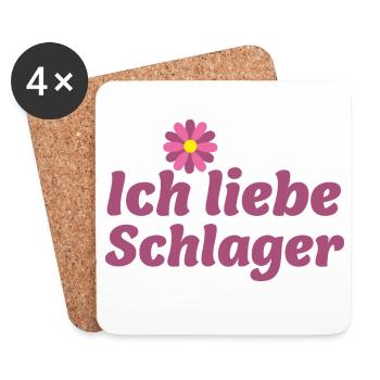 Schlager-Sticker: Musik & Blume Design - Untersetzer (4er-Set) - Weiß - Vorne